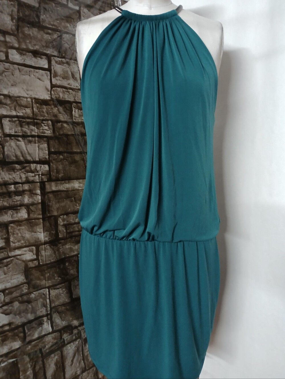 Jessica Simpson Teal Halter Blouson Mini Dress